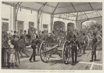 The Honorable Artillery Company of London börjar för påskvolontärgranskningen av Johann Nepomuk Schonberg