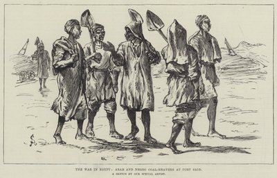Kriget i Egypten, arabiskt och bakåt Kolgruvor i Port Said av Johann Nepomuk Schonberg