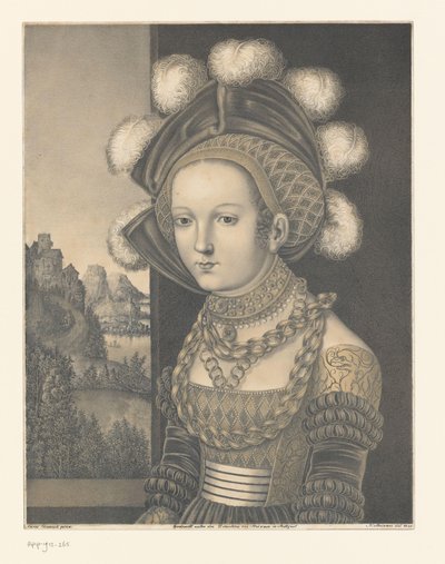 Porträtt av en okänd ung kvinna Verk ur samlingen av bröderna Boisserée (serietitel) Galerie des Frères Boisserée (serietitel) av Johann Nepomuk Strixner