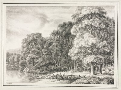 Skogslandskap med sjö av Johann Nepomuk Strixner