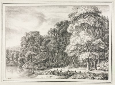 Skogslandskap med sjö, 1811-1816. av Johann Nepomuk Strixner