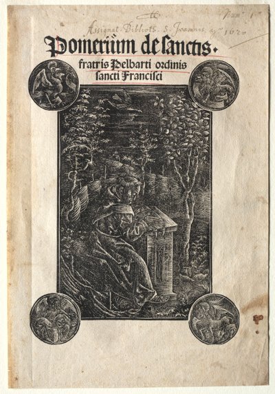 Pelbart av Temesvar studerar i en trädgård, 1620. av Johann Otmar
