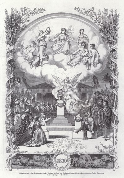 Slutscen från The Awakening of the Arts, firande av hundraårsminnet av Beethovens födelsedag, av Julius Rodenberg (gravyr) av Johann Paul Adolf Kiessling