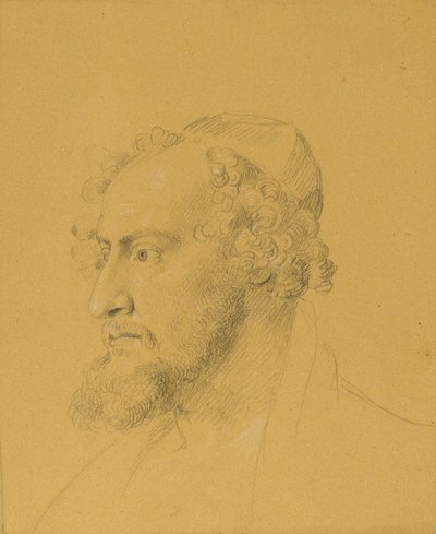 Huvudstudie av en skäggig man av Johann Peter Krafft