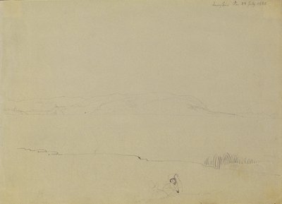 Landskapsskiss över Balatonsjön av Johann Peter Krafft
