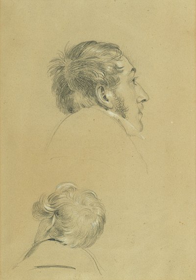 Två huvudstudier för "kejsar Franzens återkomst från Pressburg" av Johann Peter Krafft