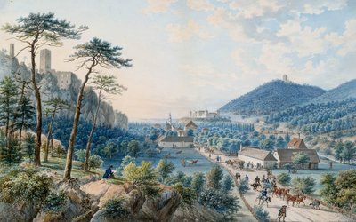 Utsikt över Weilburg-palatset i Baden nära Wien av Johann Raulino