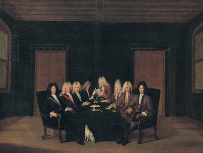 Franska:  Les emissaires au traité de Bade en septembre 1714 Sändebuden vid fredskongressen i Baden den 7 september 1714 av Johann Rudolf Huber