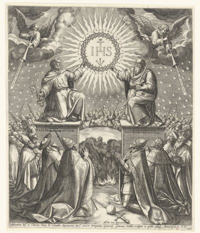 Tillbedjan av Kristi monogram av Johann Sadeler (I)