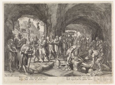 Adams begravning Historia om Sets familj / Att bedöma det goda och det dåliga (serietitel) Bonorum et Malorum consensio (serietitel) av Johann Sadeler (I)