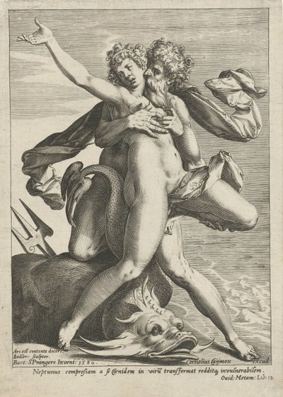 Caenis omfamnad av Neptunus av Johann Sadeler (I)