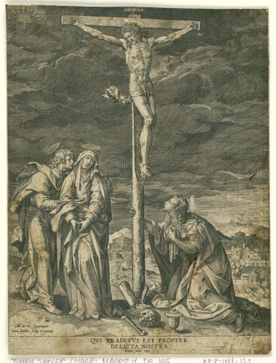 Kristus på korset, med Maria, Johannes och Maria Magdalena av Johann Sadeler (I)