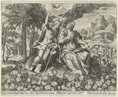 Kristus och hans brud i en vingård Song of Solomon (serietitel) Canticum Canticorum (serietitel) av Johann Sadeler (I)