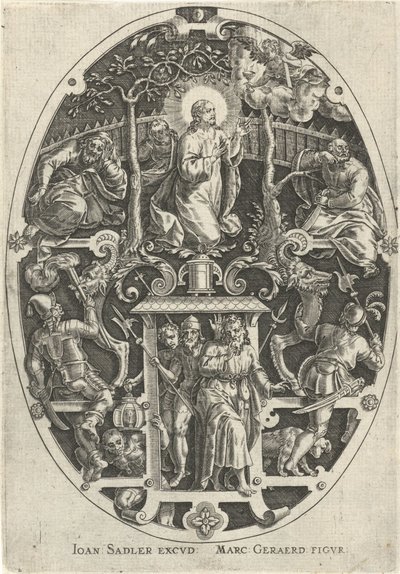 Kristus i Getsemane trädgård Passie van Christus (serietitel) The Passion of Christ, Our Redemption (serietitel) av Johann Sadeler (I)