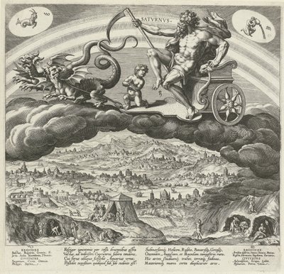 Planeten Saturnus och hans inflytande på världen De sju planeterna (serietitel) Effekter av planeterna och deras tecken i zodiaken (serietitel) av Johann Sadeler (I)