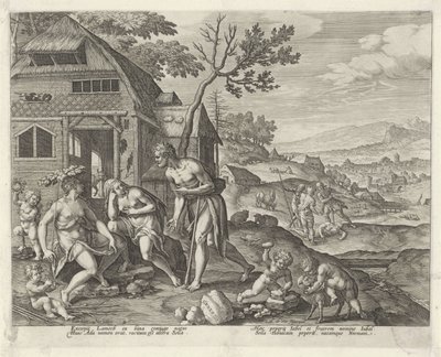 Lamech och hans två fruar Boni et mali scientia (serietitel) av Johann Sadeler (I)