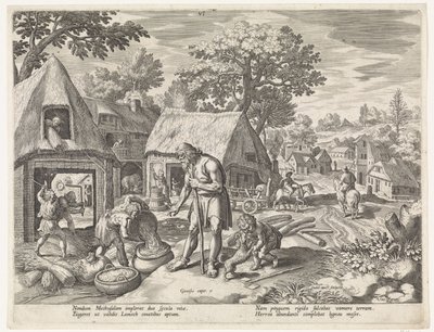 Metusalem och hans barn Historia om Sets familj / Att bedöma det goda och det dåliga (serietitel) Bonorum et Malorum consensio (serietitel) av Johann Sadeler (I)