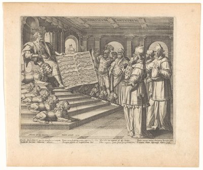 Motetttryck och titelblad med Salomo som kompositör av Högsången Canticum Canticorum (titel på objekt) Song of Solomon (serietitel) av Johann Sadeler (I)