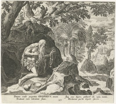 Onyphrius den store som eremit Manliga eremiter (serietitel) Solitudo Sive Vitae Patrum Eremicolarum (serietitel) av Johann Sadeler (I)