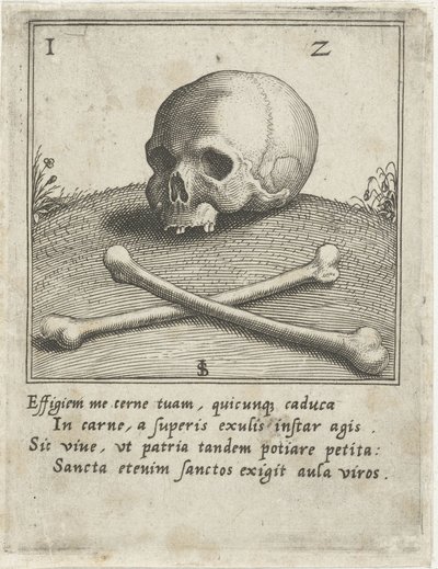 Vanitas Avbildning med en skalle och två ben av Johann Sadeler (I)