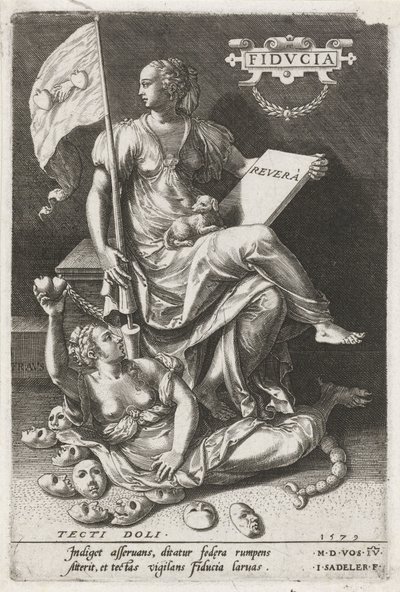 Trust (Fiducia) övervinner Secret Deceit (Tecti doli) Fidvcia (titel på objekt) Dygderna erövrar lasterna (serietitel) av Johann Sadeler (I)