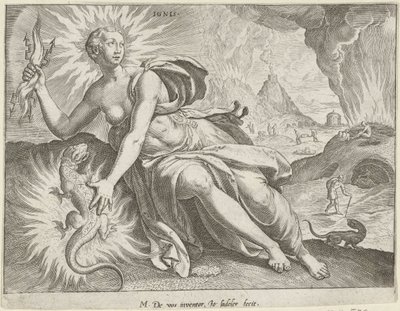 Fyrverkeri Ignis (titel på objekt) De fyra elementen (serietitel) av Johann Sadeler (I)