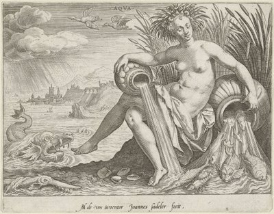Vatten Aqva (titel på objekt) De fyra elementen (serietitel) av Johann Sadeler (I)