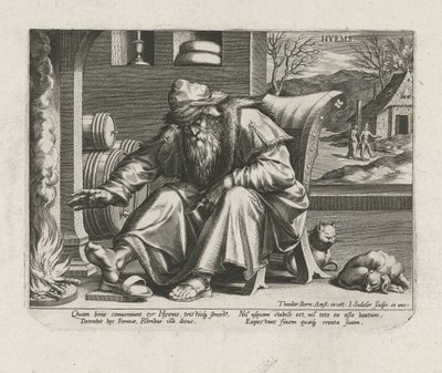 Vinter Hyems (titel på objekt) The Four Seasons (serietitel) av Johann Sadeler (I)