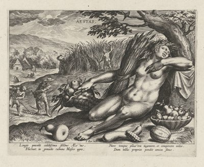 Sommar Aestas (titel på objekt) The Four Seasons (serietitel) av Johann Sadeler (I)