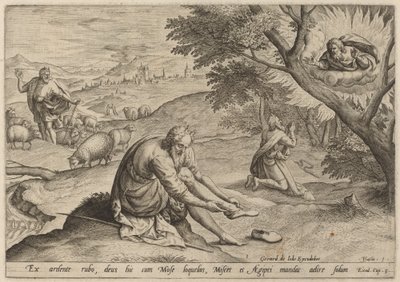 Gud som visar sig för Moses, 1585. av Johann Sadeler I