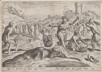 Faraos uppdragsledare slår israeliterna, c.1585. av Johann Sadeler I