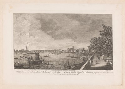 Vy över Somerset Gardens på Westminster Bridge i London av Johann Sebastian Muller