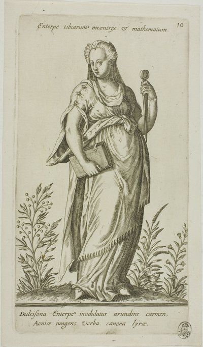 Euterpe, Muse of Music, tallrik 10 från Parnassus Biceps av Johann Theodor de Bry