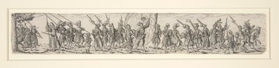 Marscherande soldater med en fanbärare av Johann Theodor de Bry