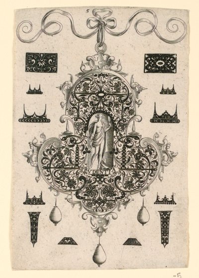 Tallrik 5, från en serie av åtta hängsmycken med kardinaldygderna av Johann Theodor de Bry
