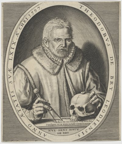 Porträtt av Theodor de Bry 1528-1598, ca. 1597. av Johann Theodor de Bry