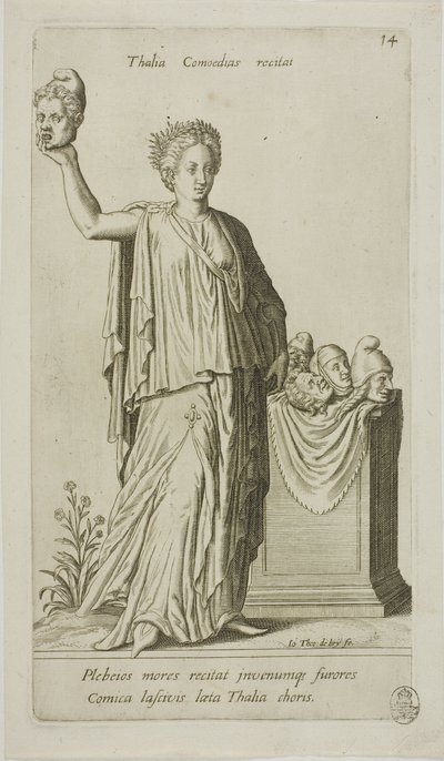 Thalia, komedins musa, plansch 14 från Parnassus Biceps av Johann Theodor de Bry