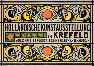Affisch som annonserar den holländska konstutställningen i Krefelds Kaiser Wilhelm Museum av Johan Thorn Prikker