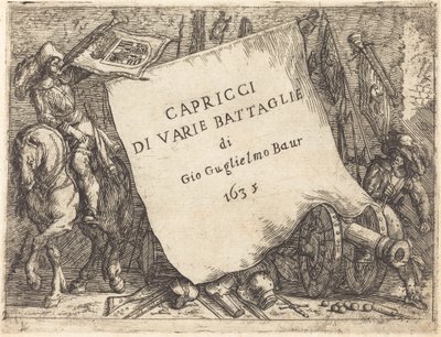 Caprics av ​​olika strider Titelsida, 1635. av Johann Wilhelm Baur