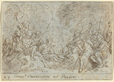 Kör av jägare och herdar, 1640. av Johann Wilhelm Baur