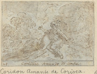 Coridone, älskare av Corisca, 1640. av Johann Wilhelm Baur