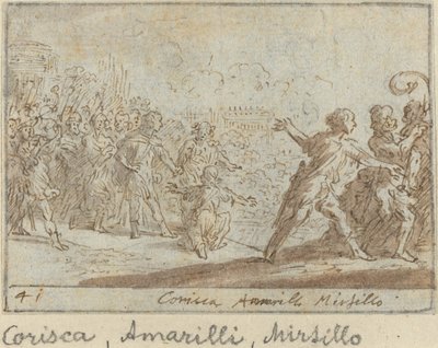 Corisca, Amarilli och Mirtillo av Johann Wilhelm Baur