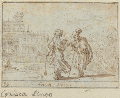 Corisca och Linco, 1640. av Johann Wilhelm Baur