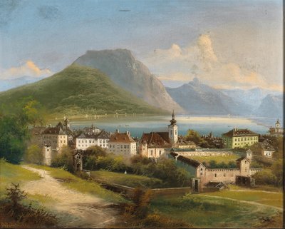 Johann Wilhelm Jankowski Utsikt över Gmunden av Johann Wilhelm Jankowski