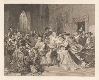Jean de Jaureguis överfall på prins William I den 18 mars 1852 av Johann Wilhelm Kaiser (I)