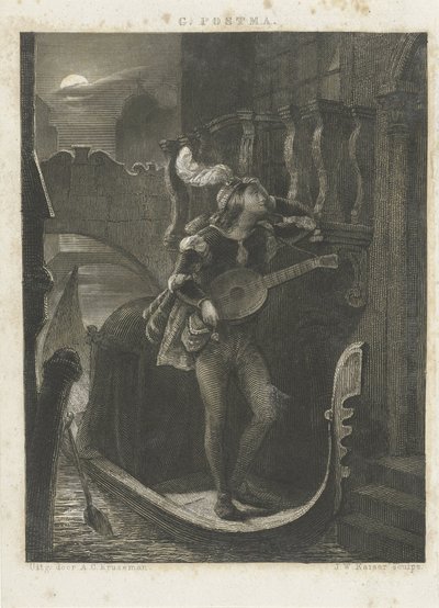 Gondol vid moonshine av Johann Wilhelm Kaiser (I)
