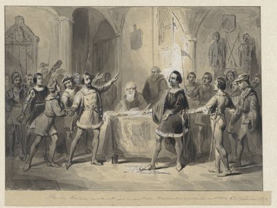 Hertog Willem ansluter till de holländska adelsmännen och städerna av Johann Wilhelm Kaiser (I)