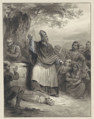 Willibrord förkunnar tron ​​på Walcheren, 695 av Johann Wilhelm Kaiser (I)