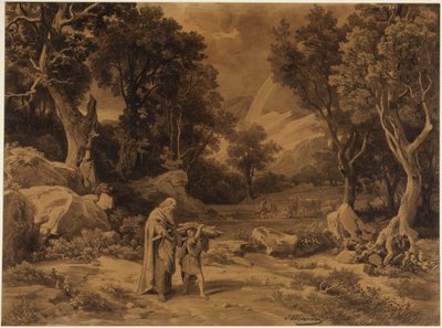 Vandringen till offret (Första Moseboken 22:6) av Johann Wilhelm Schirmer