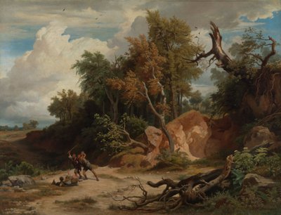 Mittdagen, överfallet på vandraren av Johann Wilhelm Schirmer
